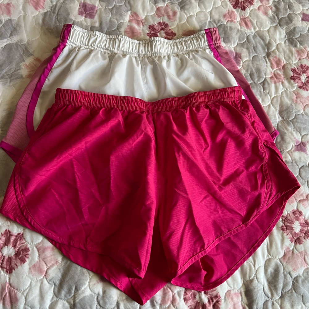 Bundle of 2 Pair- Nike Dri-Fit Running Shorts Fuchsia & White/Pink Women’s Small - Picture 3 of 16